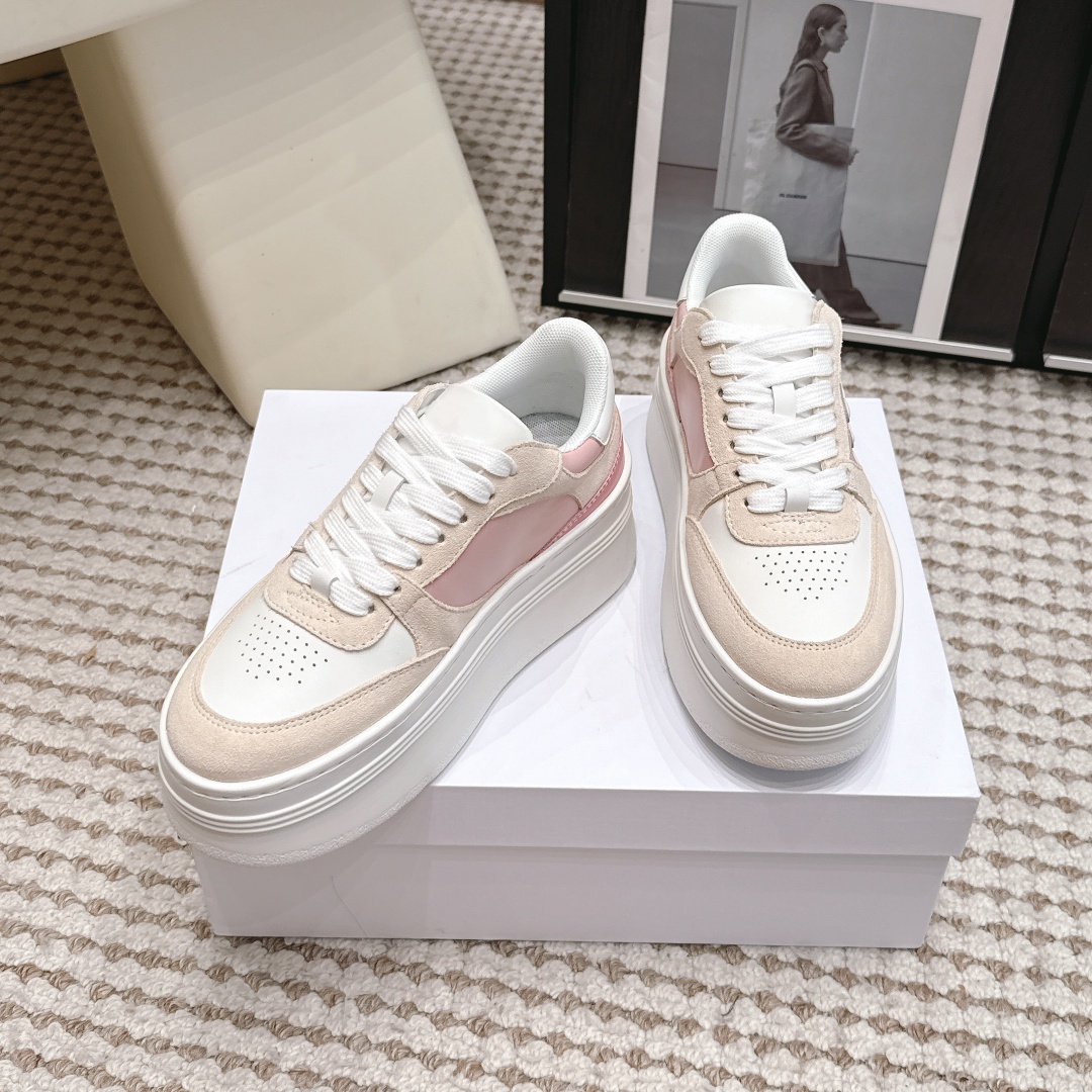 Embroidery Garments - 2026 Damen Plateau-Sneaker aus echtem Leder