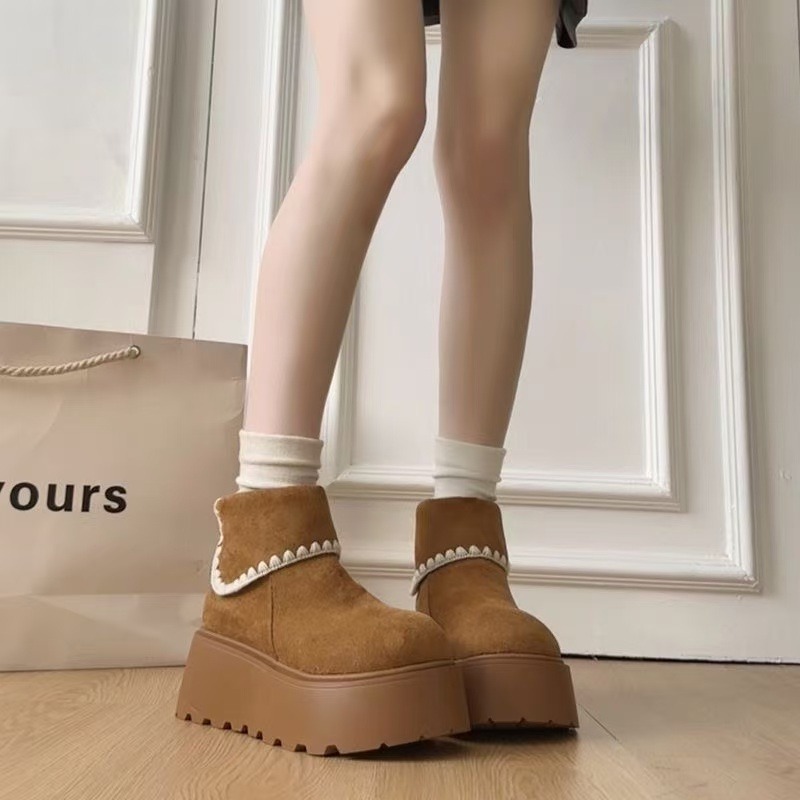 Embroidery Garments - Damen Winter Plateau Schneestiefel Fleece Gefütterte
