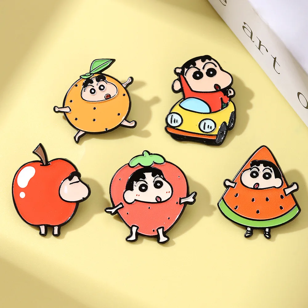 Embroidery Reddit - Neuer süßer Crayon Shin‑chan Frucht-Emaille-Pin, Cartoon-Anime-Brosche,