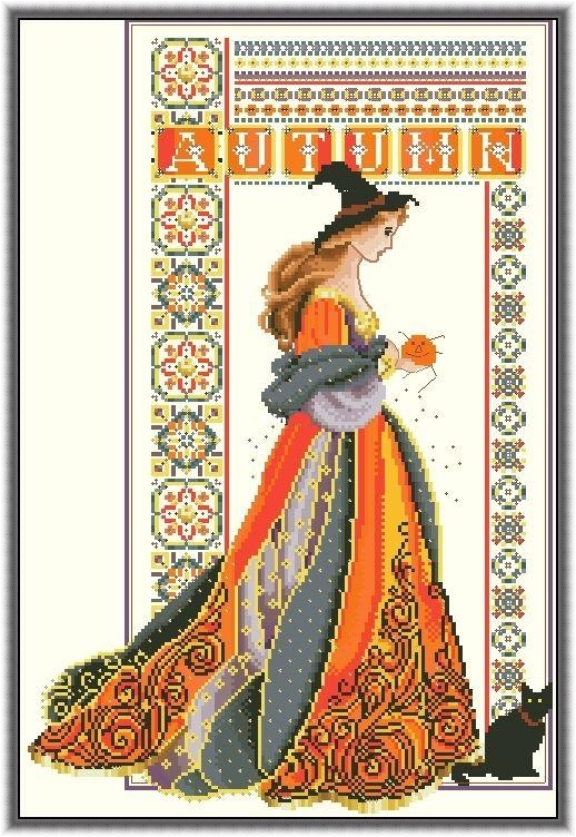 Embroidery Meaning - Herbst von Chert-Halloween 38-53 Leinwand-Kreuzstich-Stickset Hobby