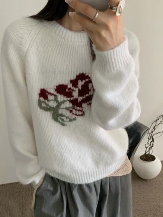 Retro Koreanischer Langarm-Str – Embroidery Rose Bewertung und Preis